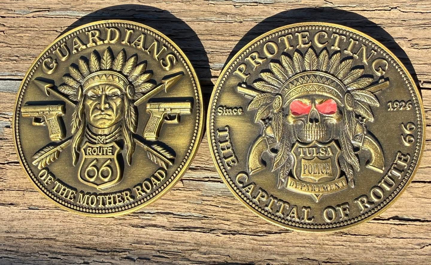 Custom coin — Route 66 Guardians — Tulsa PD by Bison Challenge Coins